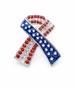 Hair Glove® Red White & Blue Ribbon W/ Gems Pin, 70001