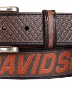 American Accessories Men's Belts & Buckles Harley-Davidson® Men's Free Rein American Flag Brown Leather Belt- Antique Nickel