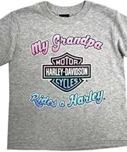 SGI Harley-Davidson® Toddler Girls My Grandpa Rides Tee, Gray