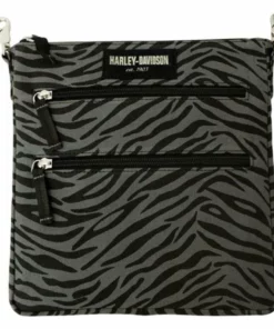 Leather Source Accessory Harley-Davidson® Women's Zebra Print Crossbody Grey Cotton Clip Bag
