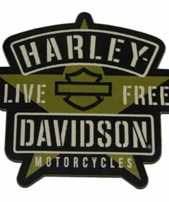Symbol Arts Harley-Davidson® 4.5" Woven H-D Military Star Emblem Sew-On Patch - Green/Black Decals & Patches