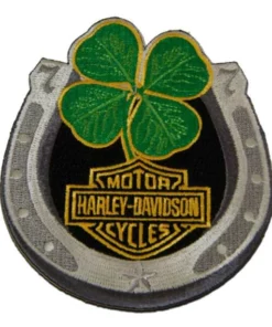 Symbol Arts Decals & Patches Harley-Davidson® 3.4" Embroidered Lucky Clover Horseshoe Emblem Sew-On Patch