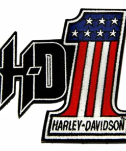 Symbol Arts Harley-Davidson® 4" Embroidered #1 RWB Logo H-D Emblem Sew-On Patch - Black