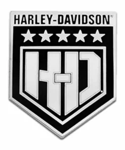 Symbol Arts Harley-Davidson® 1.5" H-D White Shield Metal Pin, Antique Silver Finish