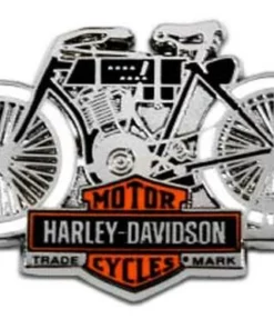 Symbol Arts Harley-Davidson® 1.5" Vintage Motorcycle B&S Metal Pin, Antique Silver Finish