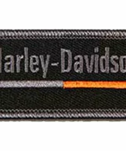 Symbol Arts Harley-Davidson® 4 In. Embroidered Minimal H-D Text Emblem Sew-On Patch, Gray Decals & Patches