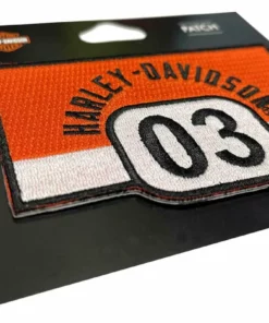 Symbol Arts Harley-Davidson® 4 In. Embroidered Bold '03 H-D Emblem Sew-On Patch - Orange