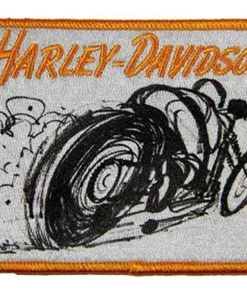 Symbol Arts Decals & Patches Harley-Davidson® 4 In. Embroidered Doodle Rider Emblem Sew-On Patch - White