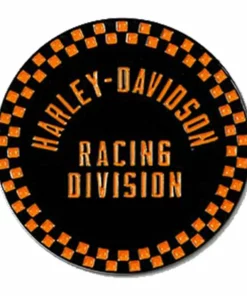Symbol Arts Gifts & Collectibles Harley-Davidson® 1.5 Inch. Racing Checkered Round Metal Pin, Black & Orange