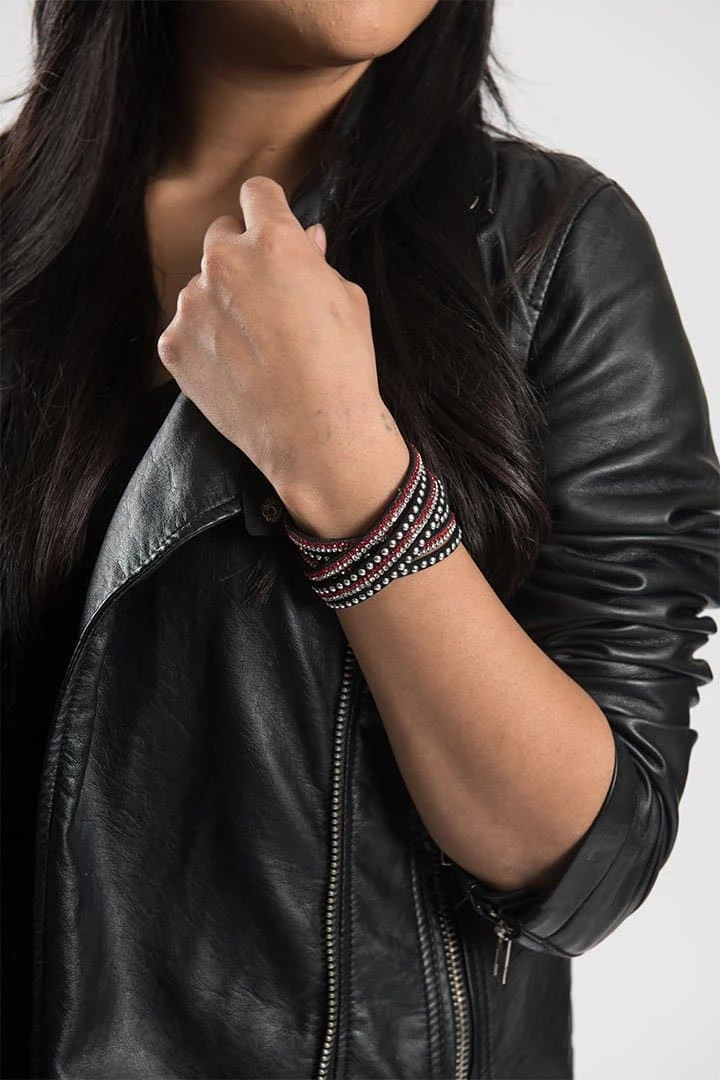 Hair Glove® Red Stud & Bling Faux Suede Bracelet/Choker, 84074 3 Hair Glove® Red Stud & Bling Faux Suede Bracelet/Choker, 84074