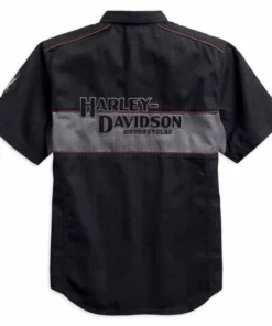 Harley-Davidson® Men's 5X Iron Block Short Sleeve Woven Shirt, 99018-17VM