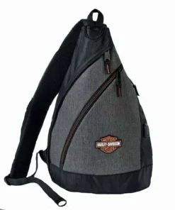 Athalon Backpacks Harley-Davidson® Heather Gray Bar & Shield Deluxe USB Quilted Travel Sling, 90821
