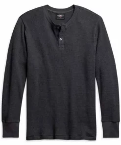 Long Sleeve Shirts Harley-Davidson® Men's 2X Thermal Knit Long Sleeve Henley Shirt, Gray 96113-21VM