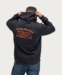 Jackets & Vests Harley-Davidson® Men's Oil Can Bar & Shield Distressed Pullover Hoodie, 96132-22VM 7 Jackets & Vests Harley-Davidson® Men's Oil Can Bar & Shield Distressed Pullover Hoodie, 96132-22VM