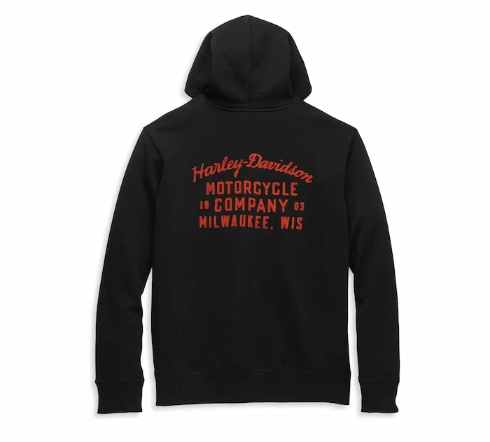 Jackets & Vests Harley-Davidson® Men's Oil Can Bar & Shield Distressed Pullover Hoodie, 96132-22VM 4 Jackets & Vests Harley-Davidson® Men's Oil Can Bar & Shield Distressed Pullover Hoodie, 96132-22VM