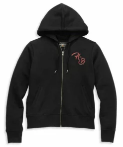 Superstition Harley-Davidson Harley-Davidson® Women's Silver Wing Script Zip Front Hoodie, Black 96247-22VW