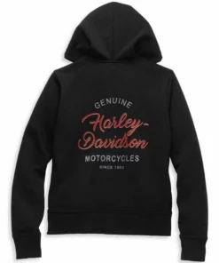 Superstition Harley-Davidson Harley-Davidson® Women's Silver Wing Script Zip Front Hoodie, Black 96247-22VW