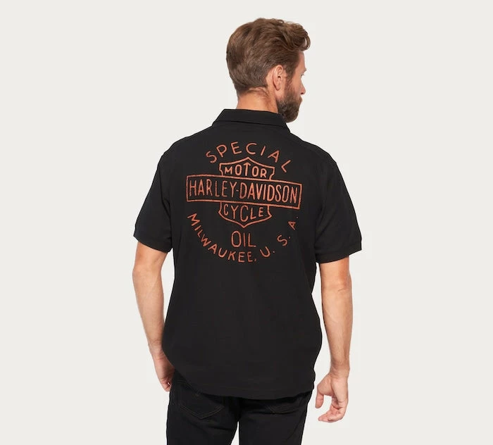 Harley-Davidson Harley Davidson® Men's Special Oil Polo, Black 96330-22VM 5 Harley-Davidson Harley Davidson® Men's Special Oil Polo, Black 96330-22VM