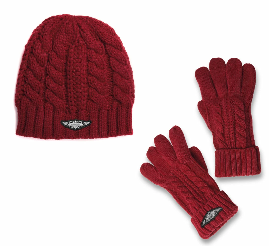 Superstition Harley-Davidson Hats Harley-Davidson® Women's Silver Wing Knit Hat And Glove Set 97627-22VW 3 Superstition Harley-Davidson Hats Harley-Davidson® Women's Silver Wing Knit Hat And Glove Set 97627-22VW