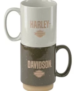 Ace Branded Harley-Davidson® Sculpted B&S Stackable Ceramic Mug Set - Set Of Two 16 Oz. Home