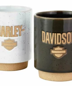 Ace Branded Harley-Davidson® Sculpted B&S Stackable Ceramic Mug Set - Set Of Two 16 Oz. Home