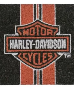 Evergreen Harley-Davidson® Entry Mat 30 X 18 Inches, Bar & Shield Logo W/ Orange Stripe HDX-99216