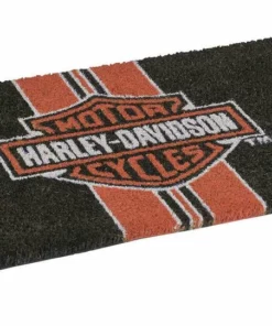 Evergreen Harley-Davidson® Entry Mat 30 X 18 Inches, Bar & Shield Logo W/ Orange Stripe HDX-99216