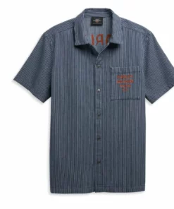 Harley-Davidson® Men's Railroad Stripe Mechanic's Short Sleeve Shirt, 96422-21VM