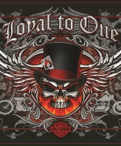 Ande Rooney Harley-Davidson® Loyal To One Skull Die-Cut Embossed Tin Sign, 2010481