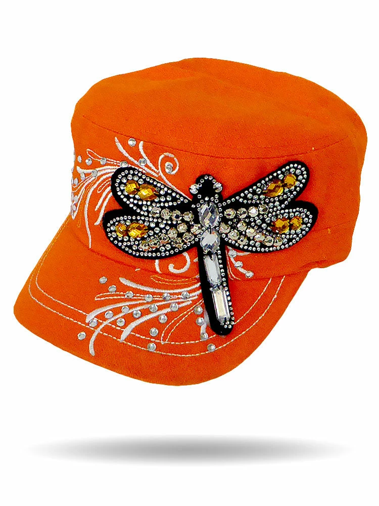 Taw Gear® Orange Blinged Dragonfly Cadet Cap Hats 3 Taw Gear® Orange Blinged Dragonfly Cadet Cap Hats