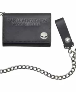 Leather Source Accessory Harley-Davidson® Men's Medallion Medium Tri-Fold Biker Wallet W/Chain