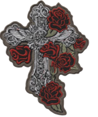 Decals & Patches Hair Glove® Gothic Cross W/ Roses Patch, 05021 3 Decals & Patches Hair Glove® Gothic Cross W/ Roses Patch, 05021