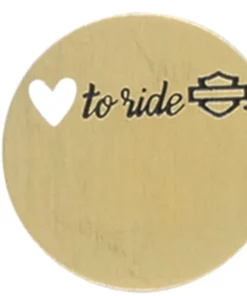 MOD Harley-Davidson® Women's Stainless Steel Small Gold Tone Love To Ride Circle Locket Plate, HSP0032 Jewelry