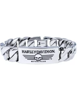 MOD Jewelry & Watches Harley-Davidson® Men's Willie G Skull Steel ID Curb Link Bracelet HSB0140