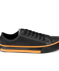 Wolverine Footwear Harley-Davidson® Women's Zia 2" Black Leather W/ Orange Trim Sneakers