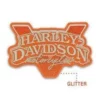 Global Products Harley-Davidson® V-Twin Power Small Glitter Patch, Orange/White EM1325792