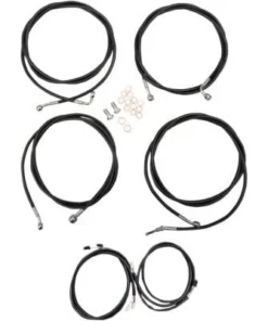 Parts Unlimited Components LA Choppers® Complete Black Vinyl Braided Handlebar Cable/Brake Line Kit, 0662-0559