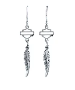 MOD Harley-Davidson® Women's Small Boho Feather Earrings, Sterling Silver - HDE0407