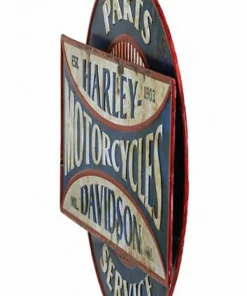 Ace Branded Harley-Davidson® Parts & Service Two-Tired Distressed Metal Wall Art Sign - Blue, HDL-15523