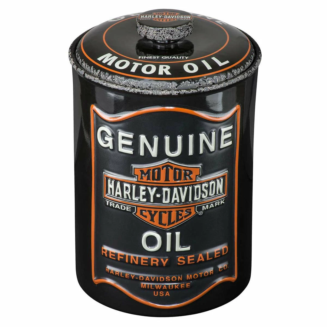 Ace Branded Home Harley-Davidson® Embossed Bar & Shield Genuine Oil Can Cookie Jar HDX-99212 3 Ace Branded Home Harley-Davidson® Embossed Bar & Shield Genuine Oil Can Cookie Jar HDX-99212