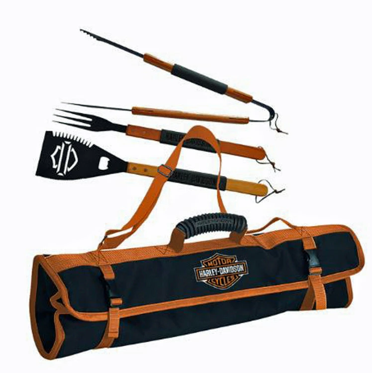 Ace Branded Harley-Davidson® Bar & Shield® Silhouette Grill Tool Set | 3 Pieces + Case - HDX-99225 3 Ace Branded Harley-Davidson® Bar & Shield® Silhouette Grill Tool Set | 3 Pieces + Case - HDX-99225