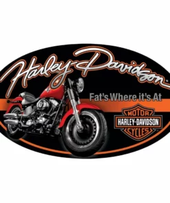 Ande Rooney Harley Davidson® Dealer Exclusive Fat Boy Oval Embossed Tin Sign 2010941 Home