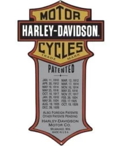 Ande Rooney Harley-Davidson® Patented Dates Die-Cut Embossed Tin Sign, 2010181 Signs & Wall Art