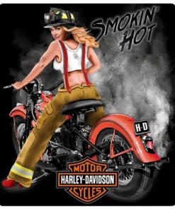 Ande Rooney Harley Davidson® Dealer Exclusive Smokin' Hot Embossed Tin Sign, 2010951 Home