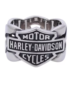 MOD Harley-Davidson® Men's Stainless Steel Bar & Shield Steel Chain Ring HSR0029 Jewelry & Watches