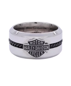 MOD Harley-Davidson® Men's Black Steel Wire Bar & Shield Ring HSR0032