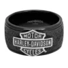 MOD Harley-Davidson® Men's Bar & Shield Off-Road Wide Band Ring, Black Steel HSR0049