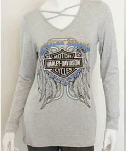 FCP Harley-Davidson® Women's Vintage Muscle Long Sleeve Criss-Cross Neck Top
