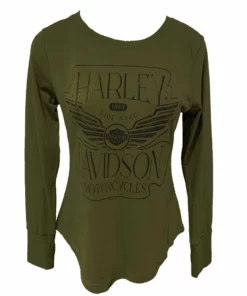 Superstition Harley-Davidson Dealership T-Shirts Harley-Davidson® Women's Wing Shield Long Sleeve Shirt, Military Green