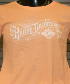 Superstition Harley-Davidson Dealership T-Shirts Harley-Davidson® Women's Old World Short Sleeve Shirt, Peach
